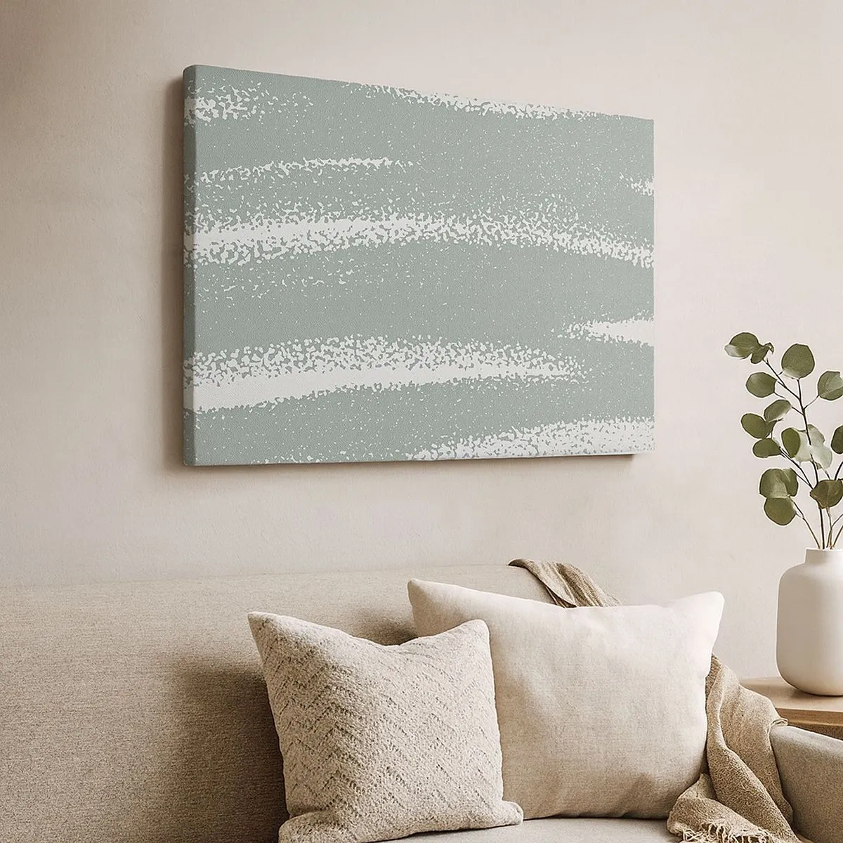 Quadro su tela - Stampe su Tela - Onde invernali nei toni del menta e del bianco - 70x50cm - Astrazione in clima invernale - Decorazione murale moderna per soggiorno e camera da letto ARTTOR