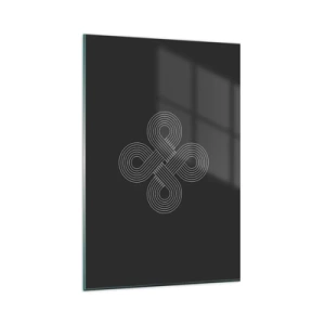 Quadro su vetro - Motivo celtico in stile minimalista su sfondo nero - 80x120cm - Nello spirito celtico - Decorazione murale moderna per soggiorno e camera da letto ARTTOR