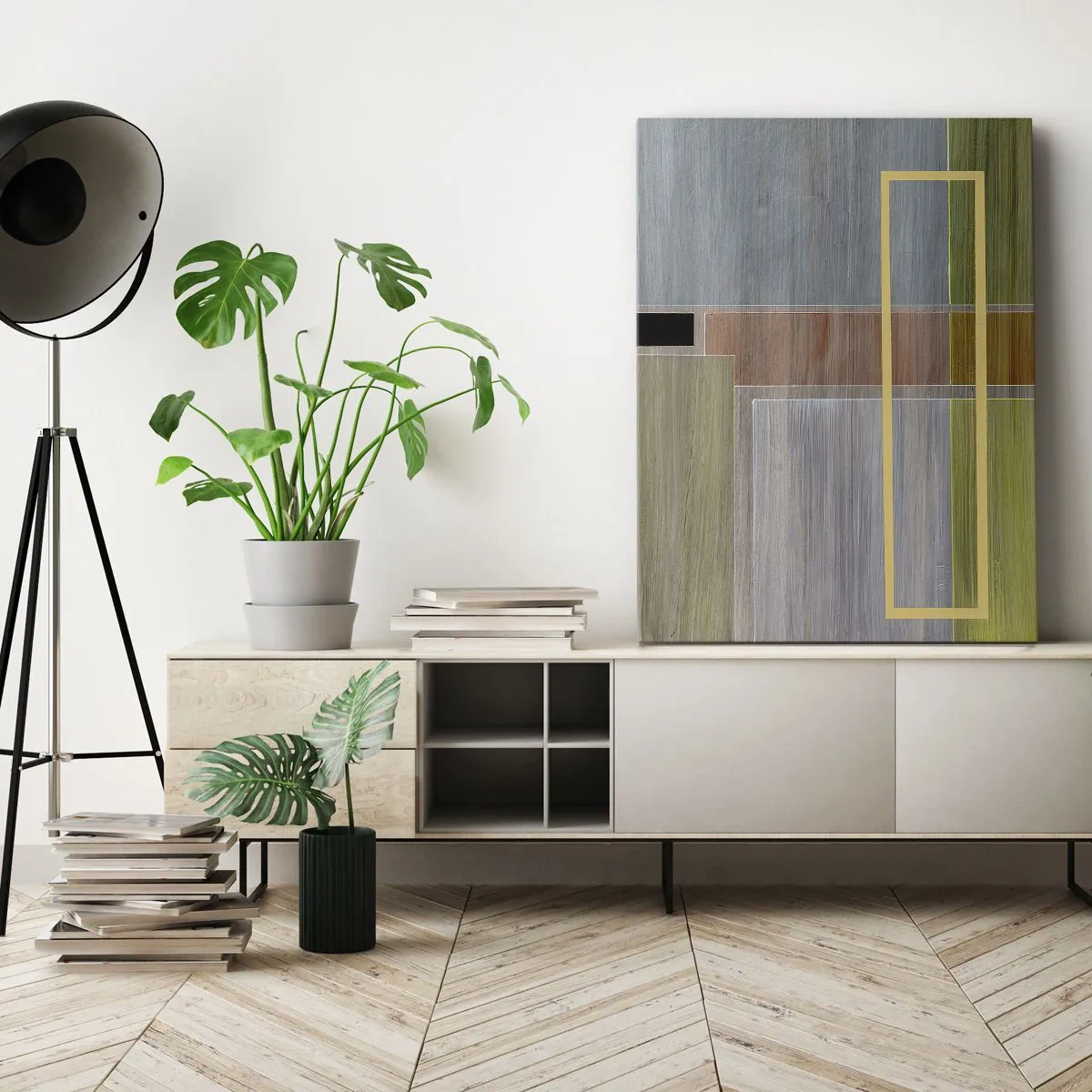 Quadro su tela - Stampe su Tela - Composizione geometrica in colori pastello con rettangoli - 70x100cm - Semplice e tranquillo - Decorazione murale moderna per soggiorno e camera da letto ARTTOR