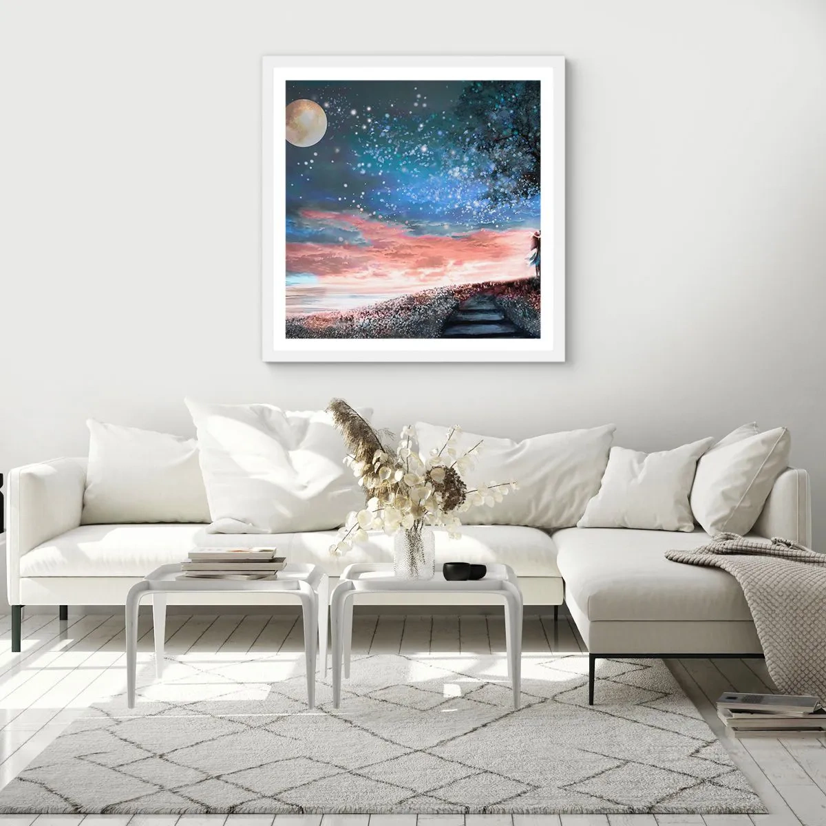 Poster in cornice bianca - Lo spettacolo delle stelle - 30x30 cm