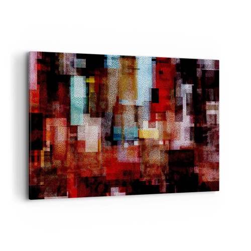 Quadro su tela - Stampe su Tela - Astrazione geometrica in intense tonalità di rosso - 120x80cm - Confusione aggrovigliata - Decorazione murale moderna per soggiorno e camera da letto ARTTOR