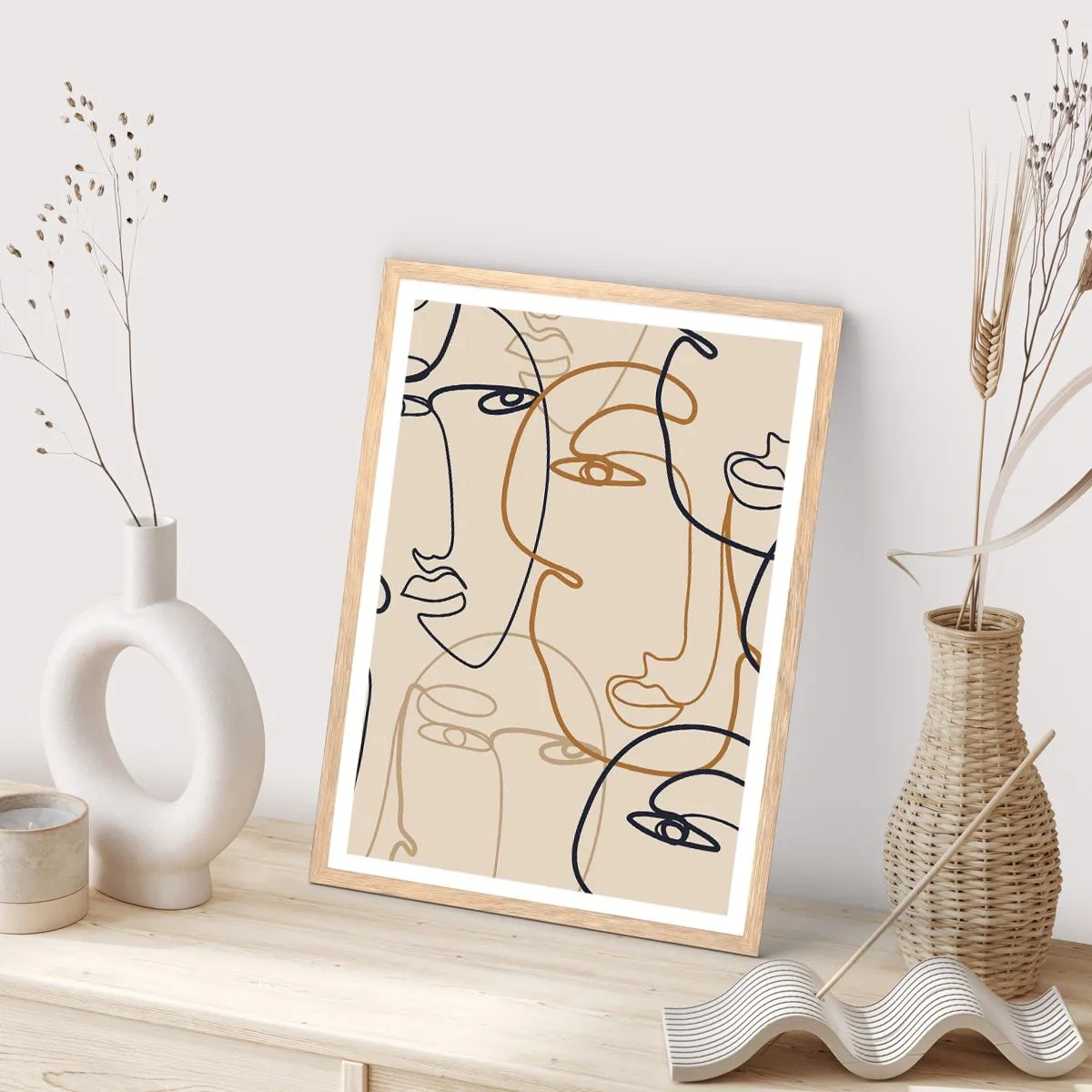 Poster in cornice rovere chiaro - Ritratto multiplo - 50x70 cm