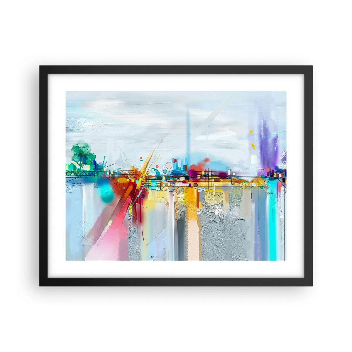 Poster in cornice nera - Il ponte della gioia sul fiume della vita - 50x40 cm