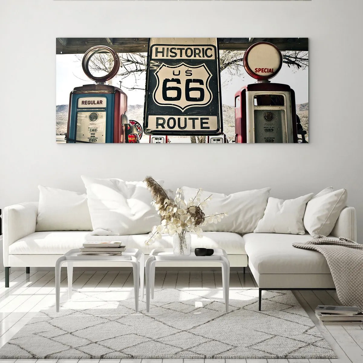 Quadro su vetro - Viaggio retro americano - 90x30 cm
