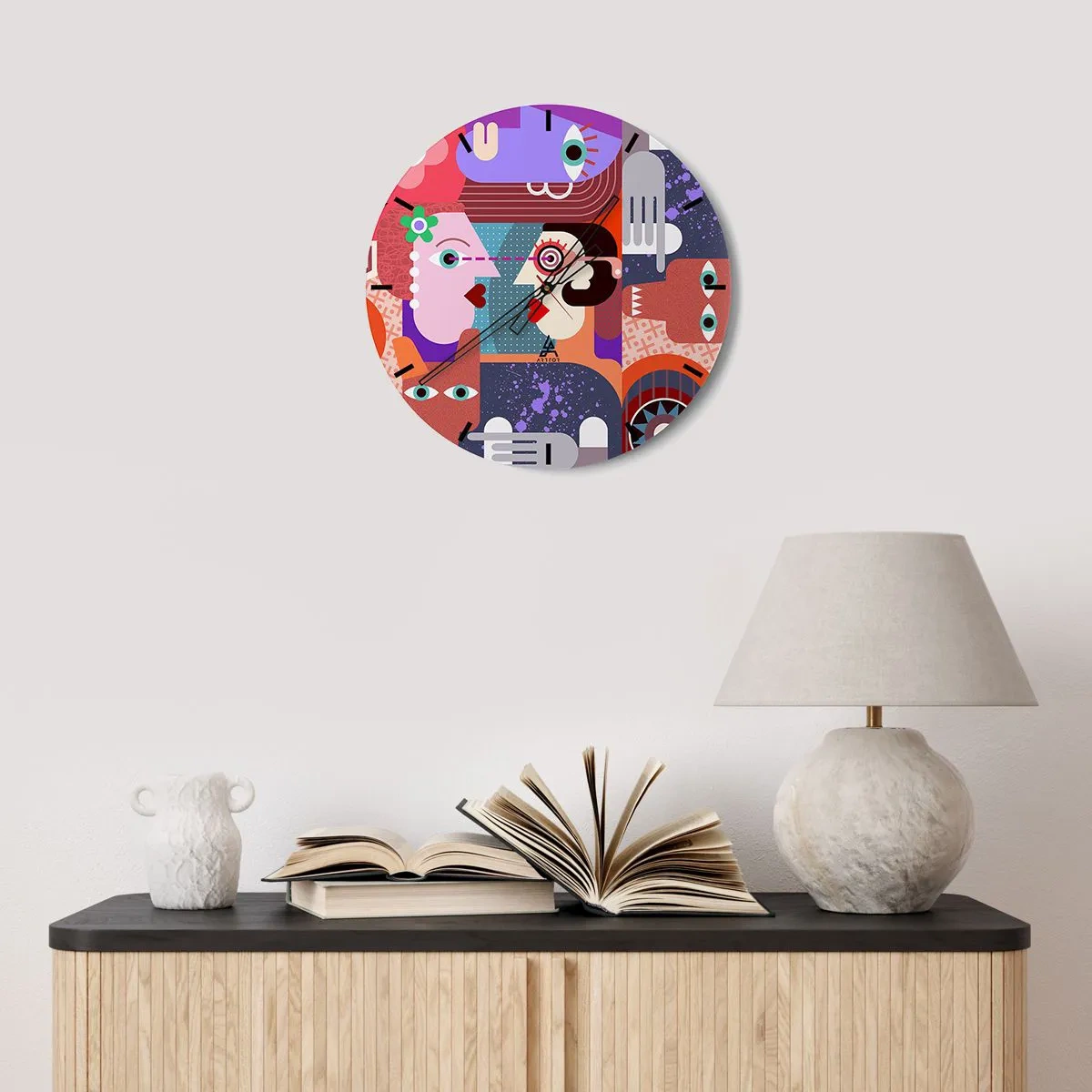 Orologio da parete - Orologio in Vetro - Faccia a faccia - 30x30 cm