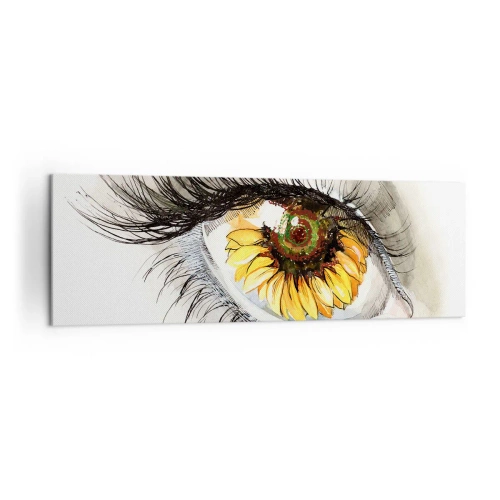Quadro su tela - Stampe su Tela - Occhio artistico con iride a forma di girasole - 160x50cm - Uno sguardo caldo come l'estate - Decorazione murale moderna per soggiorno e camera da letto ARTTOR