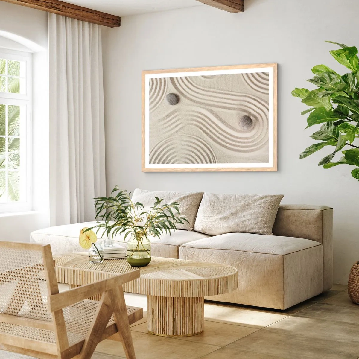 Poster in cornice rovere chiaro - Il tocco del calore - 100x70 cm