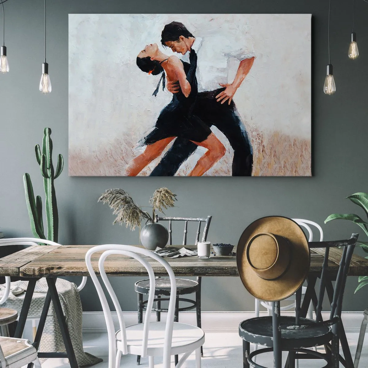 Quadro su tela - Stampe su Tela - Una coppia che balla in uno scatto elegante e sensuale - 120x80cm - Il tango dei miei sogni - Decorazione murale moderna per soggiorno e camera da letto ARTTOR