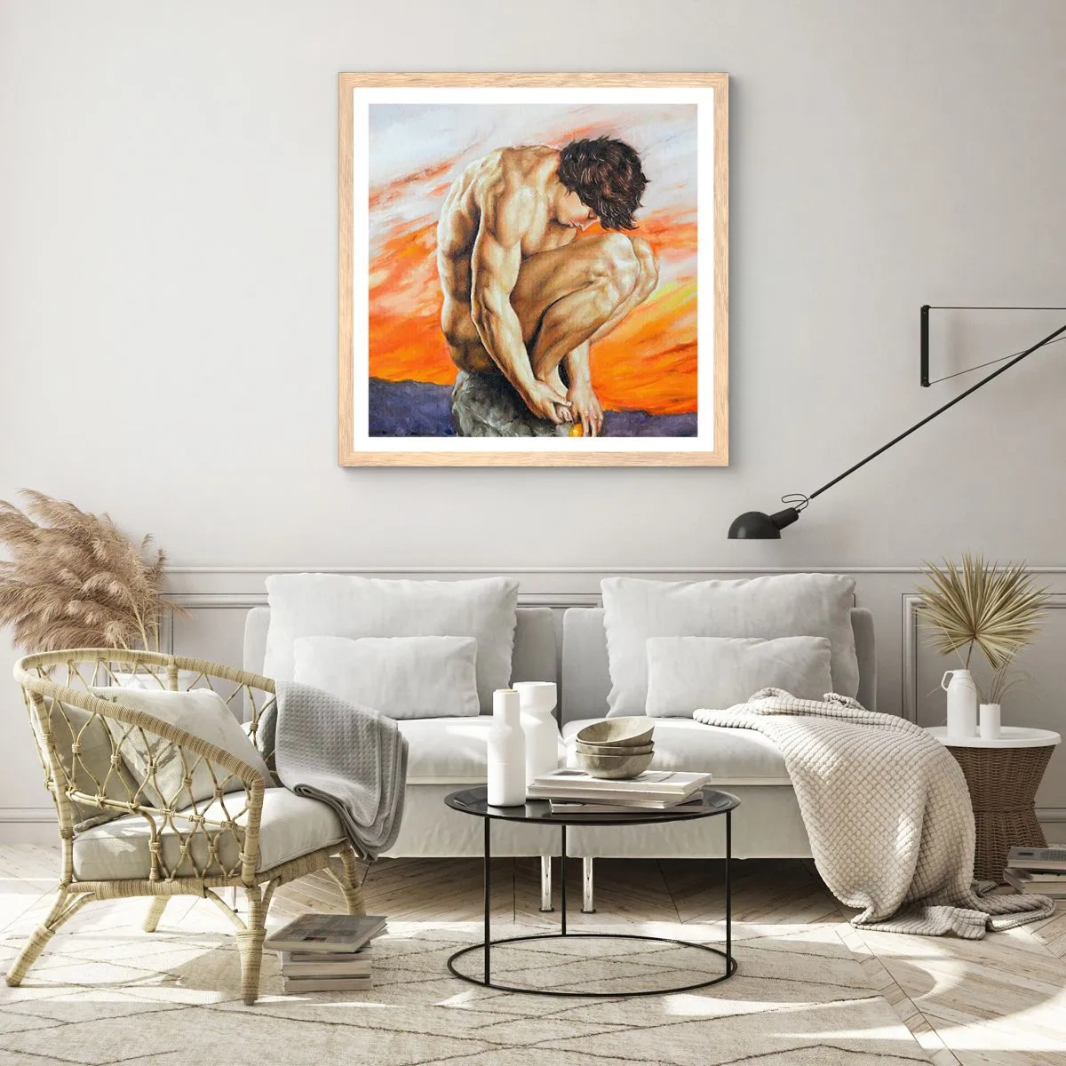 Poster in cornice rovere chiaro - Immerso in se stesso - 40x40 cm