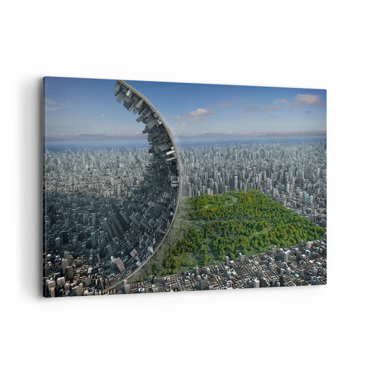 Quadro su tela - Stampe su Tela - Una città dinamica con un tocco surreale - 120x80cm - La natura è eterna - Decorazione murale moderna per soggiorno e camera da letto ARTTOR