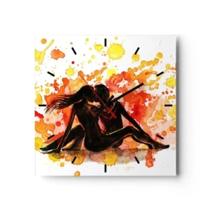 Orologio da parete - Orologio in Vetro - Un romantico dipinto ad acquerello raffigurante due persone dai colori caldi. - 30x30cm - E la luce fu - Decorazione murale moderna per soggiorno e camera da letto ARTTOR
