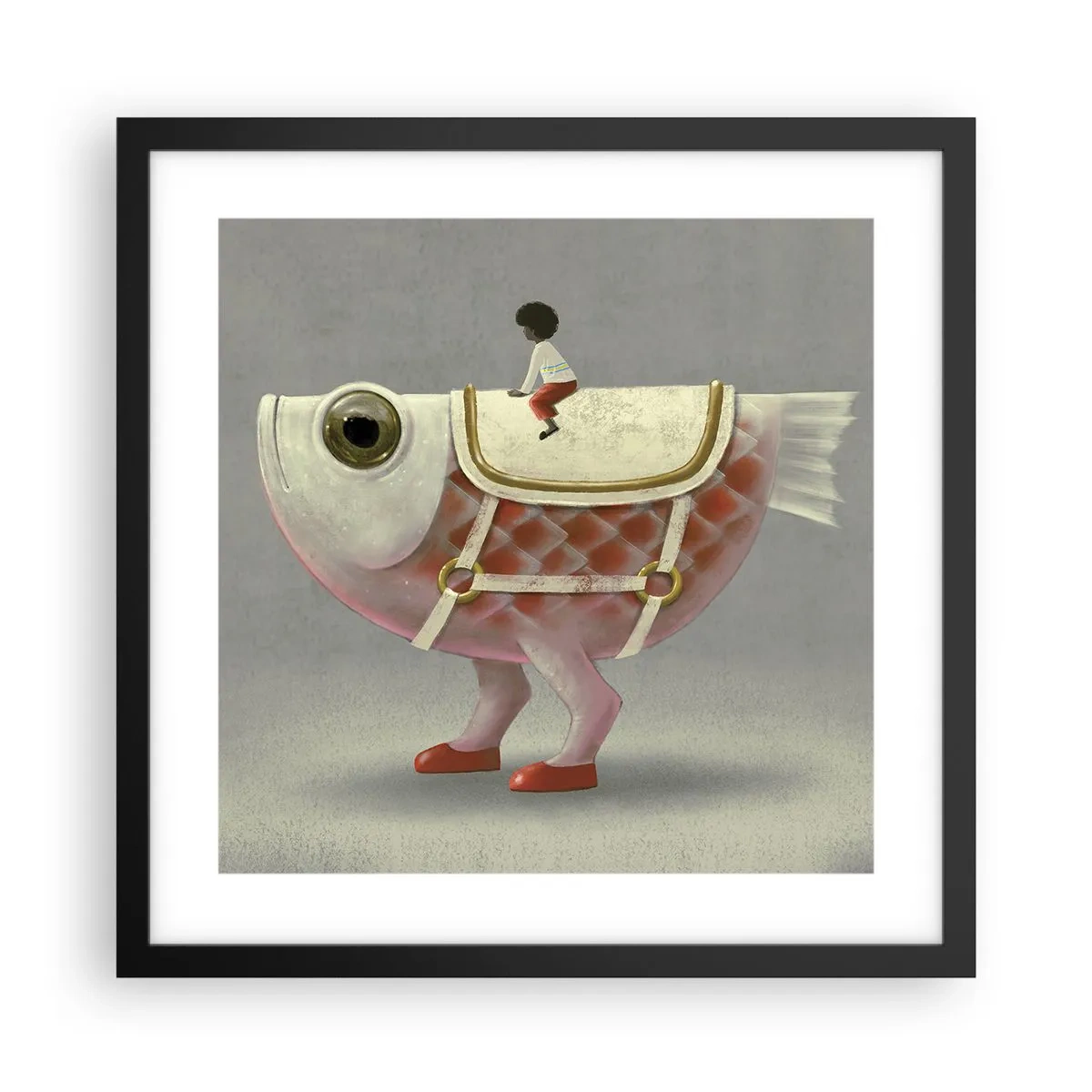Poster in cornice nera - Il cavaliere del pesce - 40x40 cm