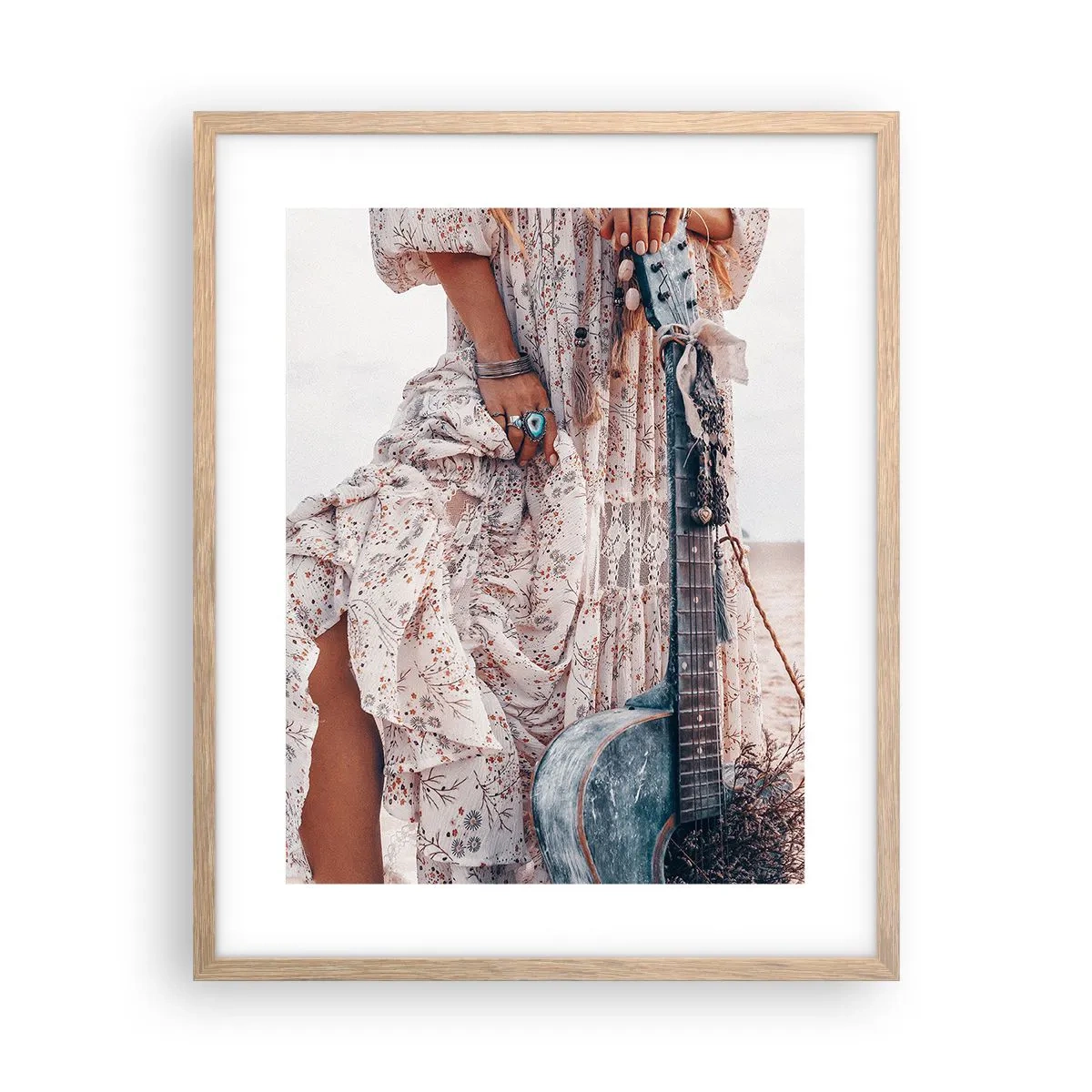 Poster in cornice rovere chiaro - Figli dei fiori in cammino - 40x50 cm