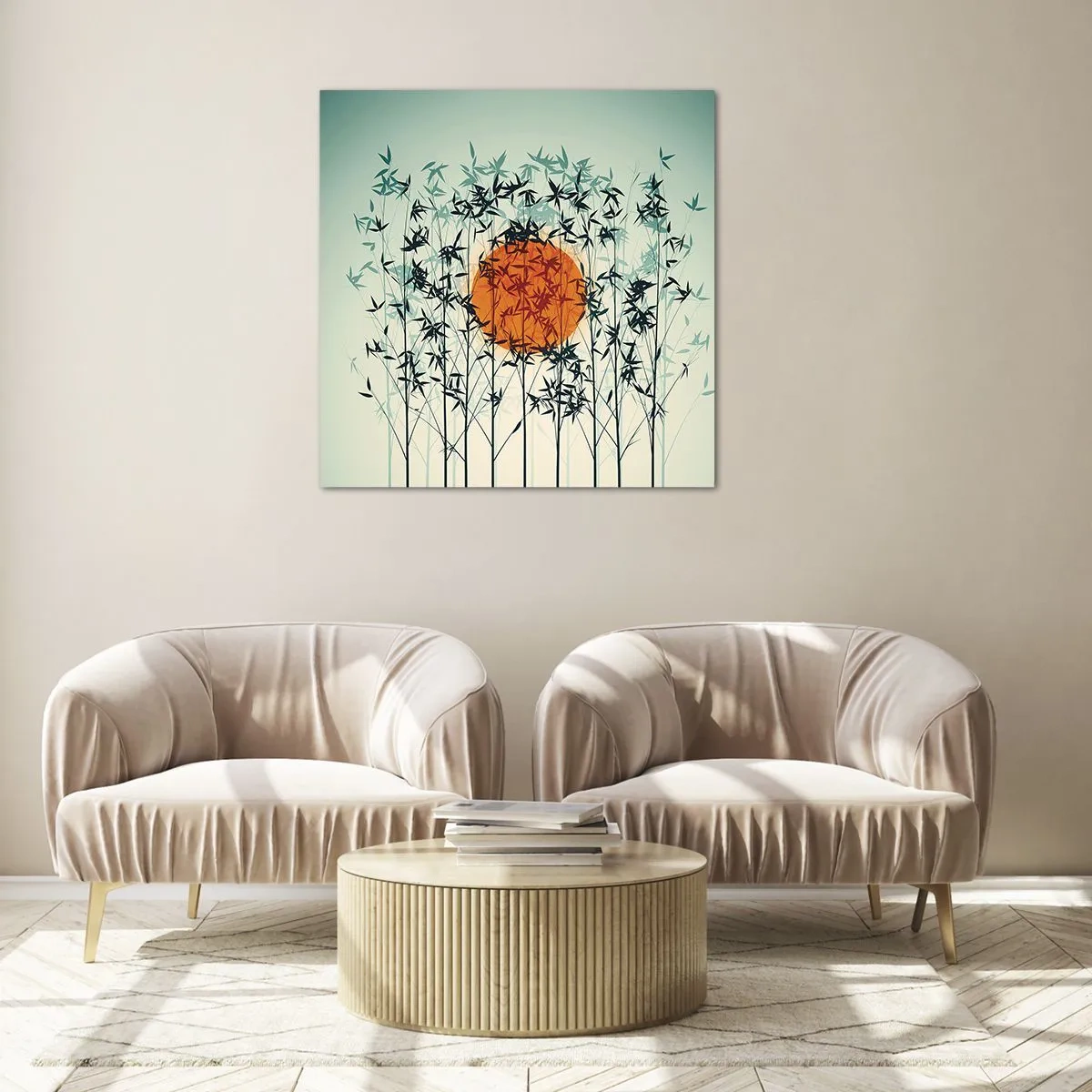 Quadro su vetro - Sole giapponese - 30x30 cm