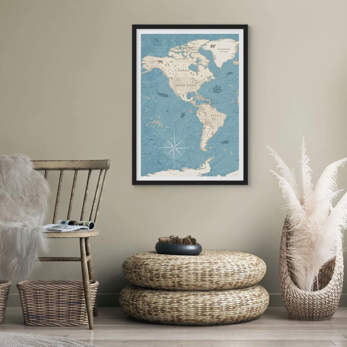 Poster in cornice nera - Il mondo a portata di mano - 61x91 cm