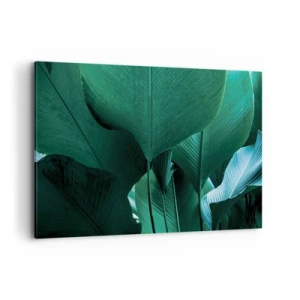 Quadro su tela - Stampe su Tela - Foglie verdi in una composizione minimalista - 120x80cm - Verso la luce - Decorazione murale moderna per soggiorno e camera da letto ARTTOR