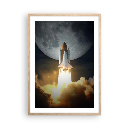 Poster in cornice rovere chiaro - L'inizio di un'avventura spaziale - 50x70 cm