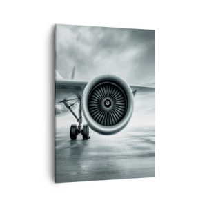 Quadro su tela - Stampe su Tela - Il motore a reazione di un aereo sulla pista - 50x70cm - C'è la forza! - Decorazione murale moderna per soggiorno e camera da letto ARTTOR