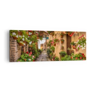 Quadro su tela - Stampe su Tela - Una strada affascinante piena di fiori e vasi di fiori - 140x50cm - Angolo italiano - Decorazione murale moderna per soggiorno e camera da letto ARTTOR