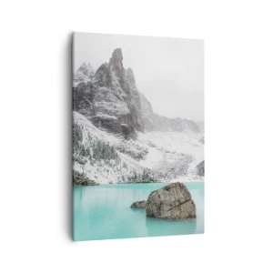 Quadro su tela - Stampe su Tela - Un paesaggio montano con un lago circondato da cime innevate - 50x70cm - Di guardia - Decorazione murale moderna per soggiorno e camera da letto ARTTOR