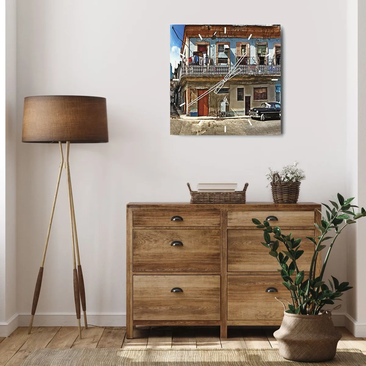 Orologio da parete - Orologio in Vetro - Atmosfera dell'Avana - 30x30 cm