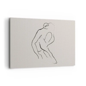 Quadro su tela - Stampe su Tela - Una silhouette minimalista in nero su uno sfondo chiaro - 120x80cm - Schizzo intimo - Decorazione murale moderna per soggiorno e camera da letto ARTTOR