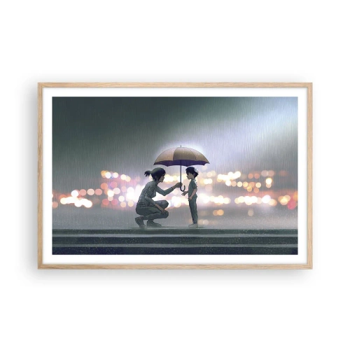 Poster in cornice rovere chiaro - E già tutto va bene - 91x61 cm