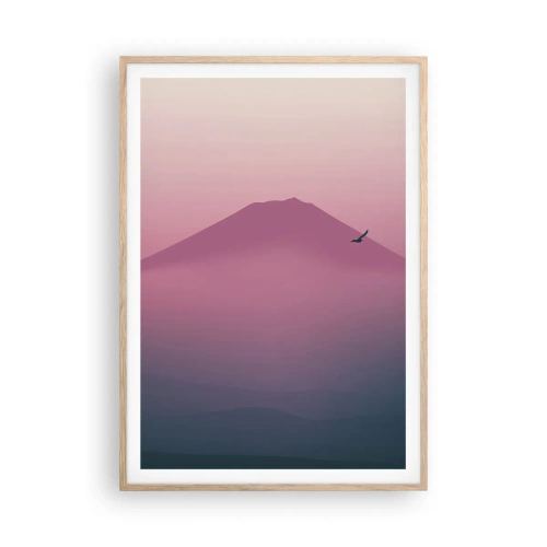 Poster in cornice rovere chiaro - Viandanti sopra le nuvole - 70x100 cm