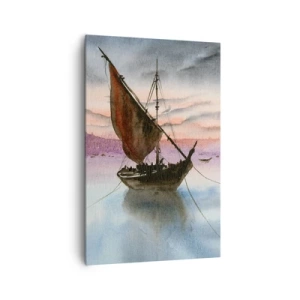 Quadro su tela - Stampe su Tela - Due velieri ormeggiati in acque calme al tramonto - 80x120cm - La sera nel porto - Decorazione murale moderna per soggiorno e camera da letto ARTTOR