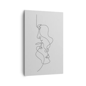 Quadro su tela - Stampe su Tela - Un disegno minimalista di due volti su una linea. - 80x120cm - Il calore dei desideri malinconici - Decorazione murale moderna per soggiorno e camera da letto ARTTOR