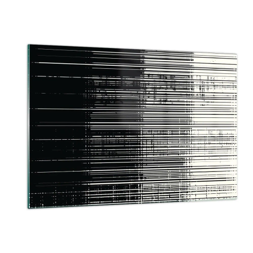 Quadro su vetro - Astrazione in bianco e nero con linee orizzontali che creano un gradiente - 120x80cm - Onde e vibrazioni - Decorazione murale moderna per soggiorno e camera da letto ARTTOR
