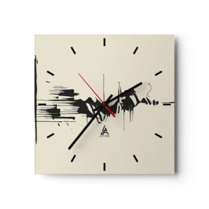 Orologio da parete - Orologio in Vetro - Astrazione minimalista con linee nere su sfondo chiaro - 30x30cm - Astrazione frettolosa - Decorazione murale moderna per soggiorno e camera da letto ARTTOR