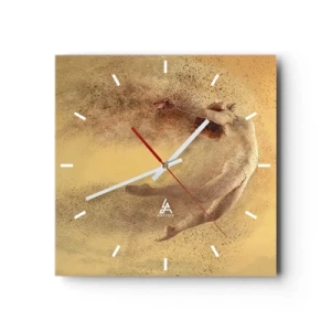 Orologio da parete - Orologio in Vetro - Una figura in movimento dinamico con effetto di disintegrazione - 30x30cm - Nell'estasi della danza - Decorazione murale moderna per soggiorno e camera da letto ARTTOR