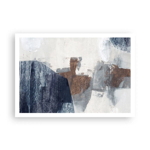 Poster - Forme astratte nelle tonalità del blu e del marrone - 100x70cm - Forme blu e marroni - Decorazione murale moderna per soggiorno e camera da letto ARTTOR