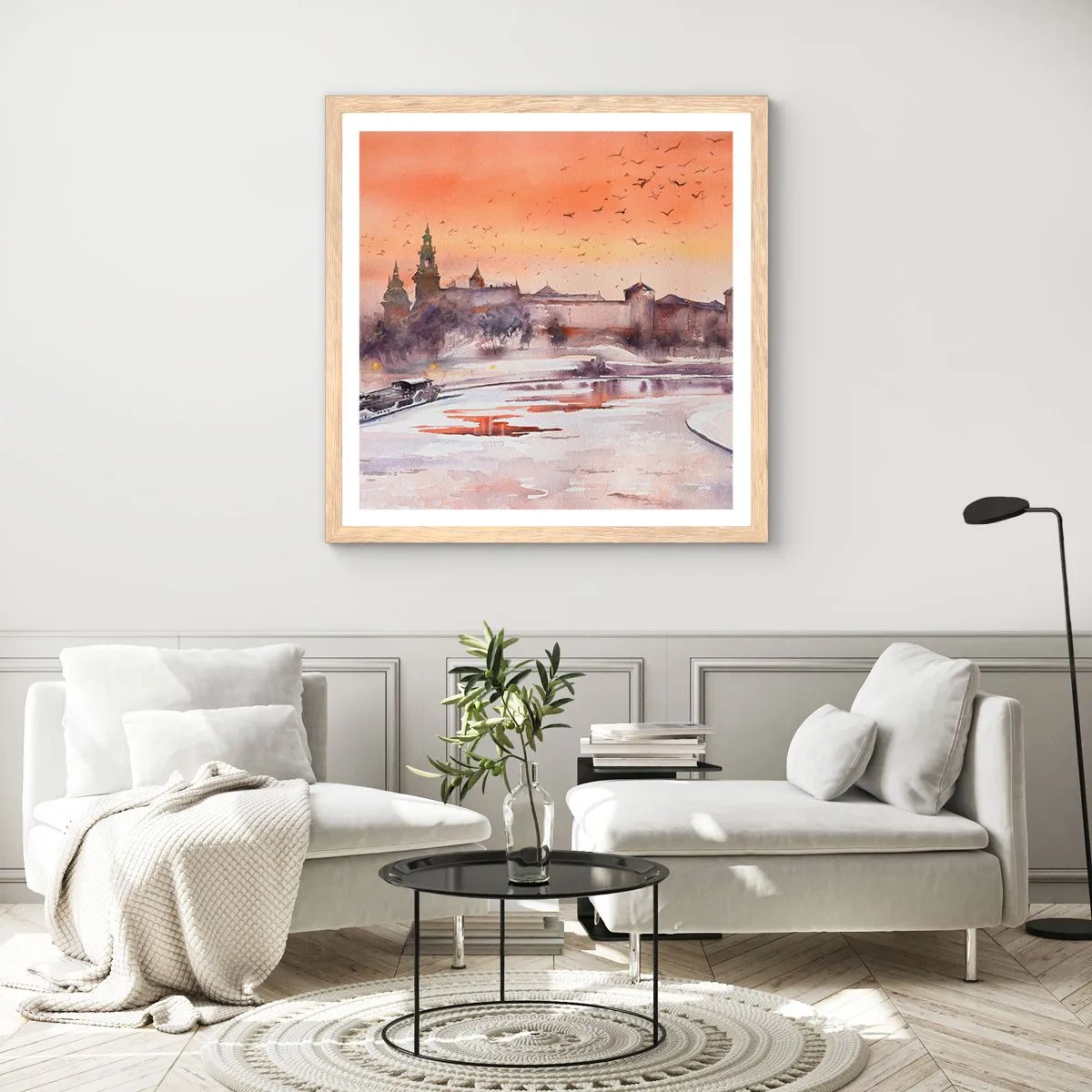 Poster in cornice rovere chiaro - Tramonto reale - 30x30 cm