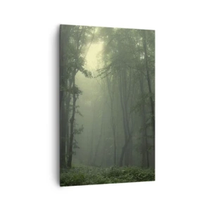 Quadro su tela - Stampe su Tela - Una foresta verde al mattino avvolta in una delicata nebbia - 80x120cm - Prima che si svegli - Decorazione murale moderna per soggiorno e camera da letto ARTTOR