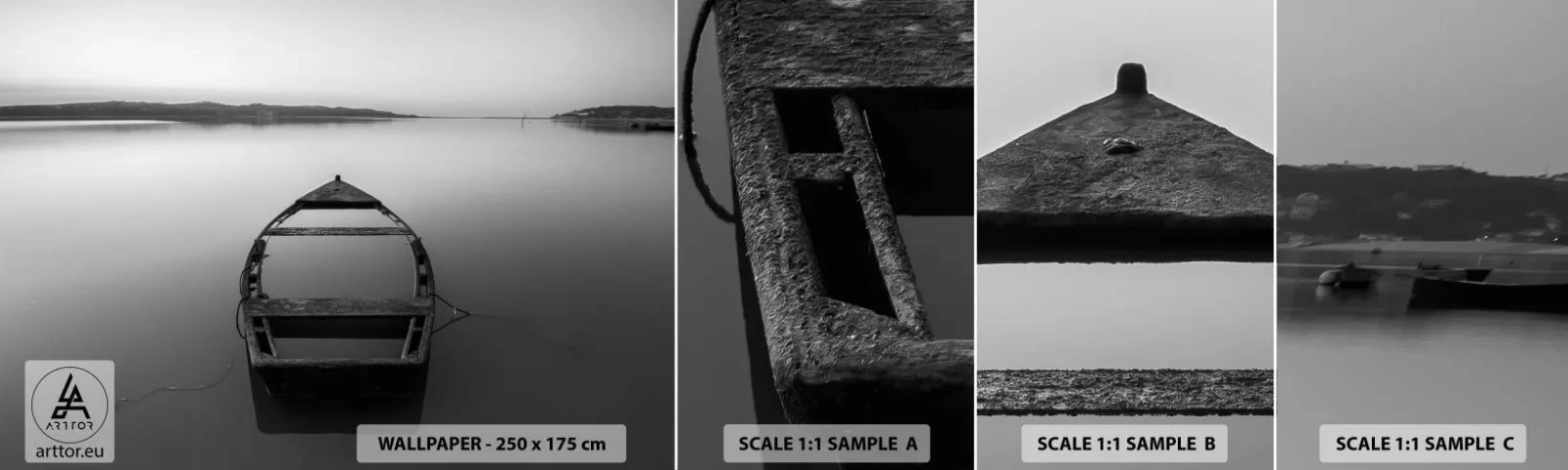 Campione Di Fotomurale Standard Eco - Nostalgia e malinconia - Paesaggio, Lago, Barca - 100x30 cm