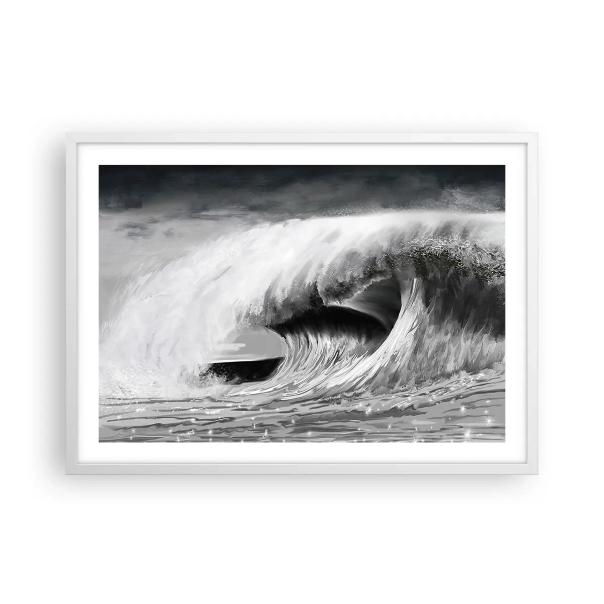 Poster in cornice bianca - La furia dell'oceano - 70x50 cm