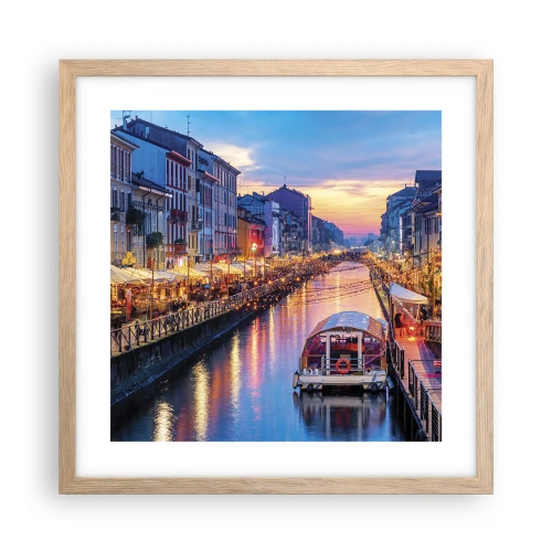 Poster in cornice rovere chiaro - Sera di luce e di divertimento - 40x40 cm