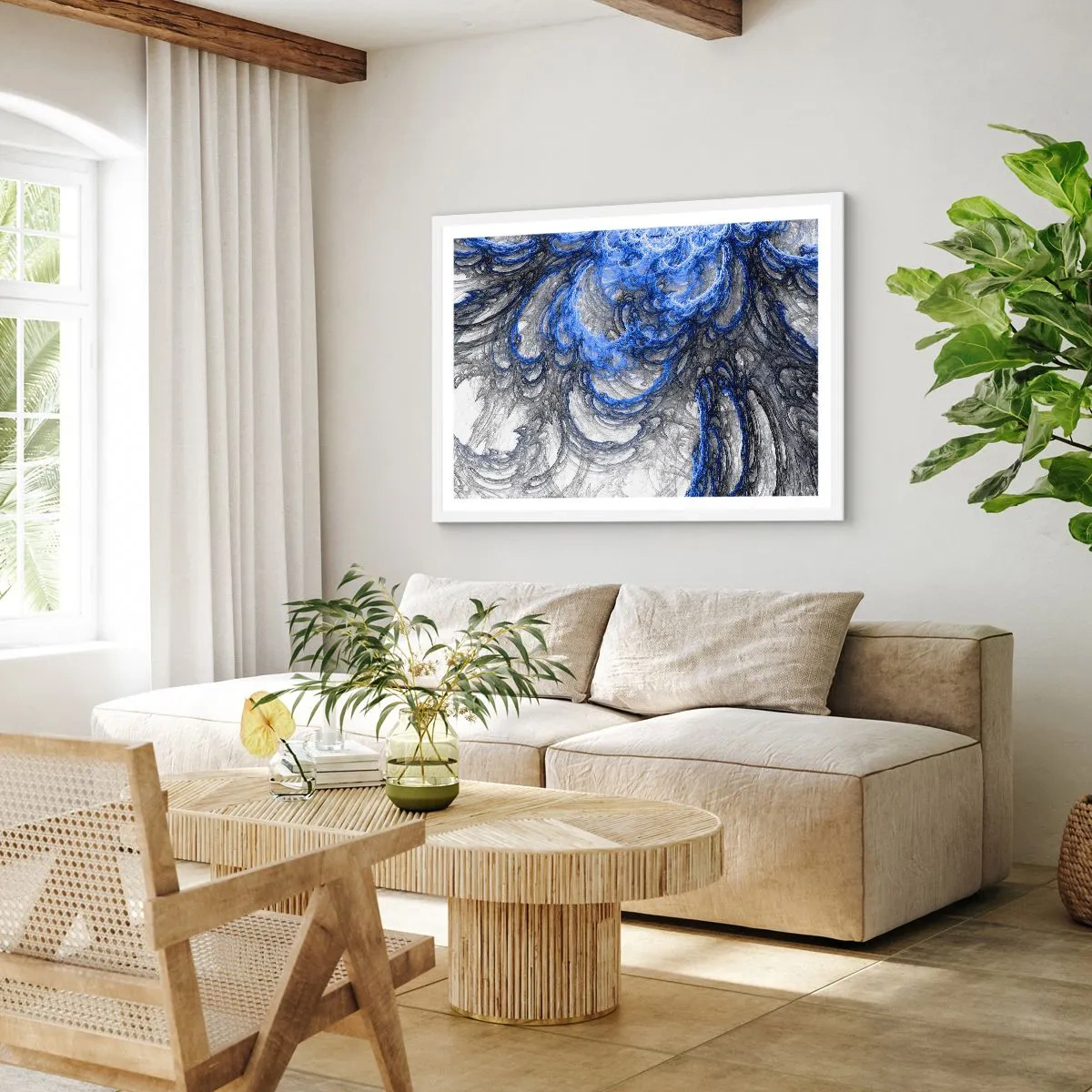 Poster in cornice bianca - La nascita dell'onda - 70x50 cm