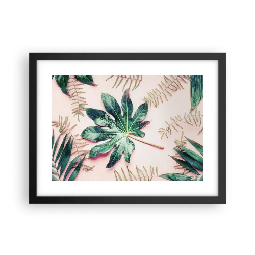 Poster in cornice nera - Studio di verde su sfondo rosa - 40x30 cm