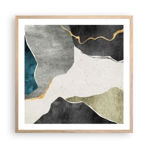 Poster in cornice rovere chiaro - Composizione mosaico con filo d'oro - 60x60 cm