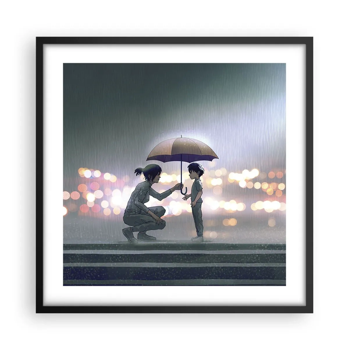 Poster in cornice nera - E già tutto va bene - 50x50 cm