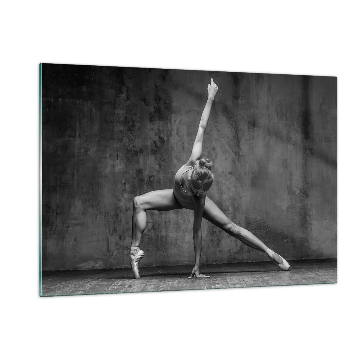 Quadro su vetro - Una ballerina in una posa artistica - 120x80cm - Ideale di equilibrio - Decorazione murale moderna per soggiorno e camera da letto ARTTOR