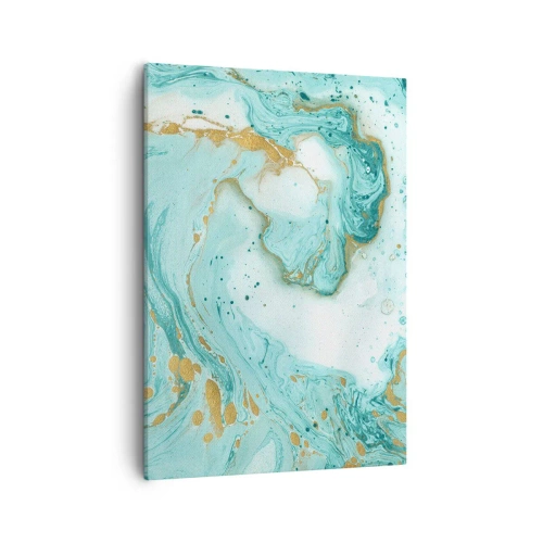 Quadro su tela - Stampe su Tela - Marmo turchese con accenti dorati in una composizione astratta - 50x70cm - La grande onda del periodo Edo - Decorazione murale moderna per soggiorno e camera da letto ARTTOR