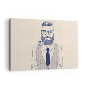 Quadro su tela - Stampe su Tela - Uomo stilizzato con barba, pipa e occhiali - 100x70cm - Allegro, maschile e alla moda - Decorazione murale moderna per soggiorno e camera da letto ARTTOR