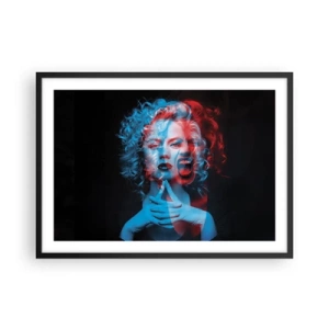 Poster in cornice nera - Doppio ritratto di donna in rosso e blu - 70x50cm - Alter ego - Decorazione murale moderna per soggiorno e camera da letto ARTTOR