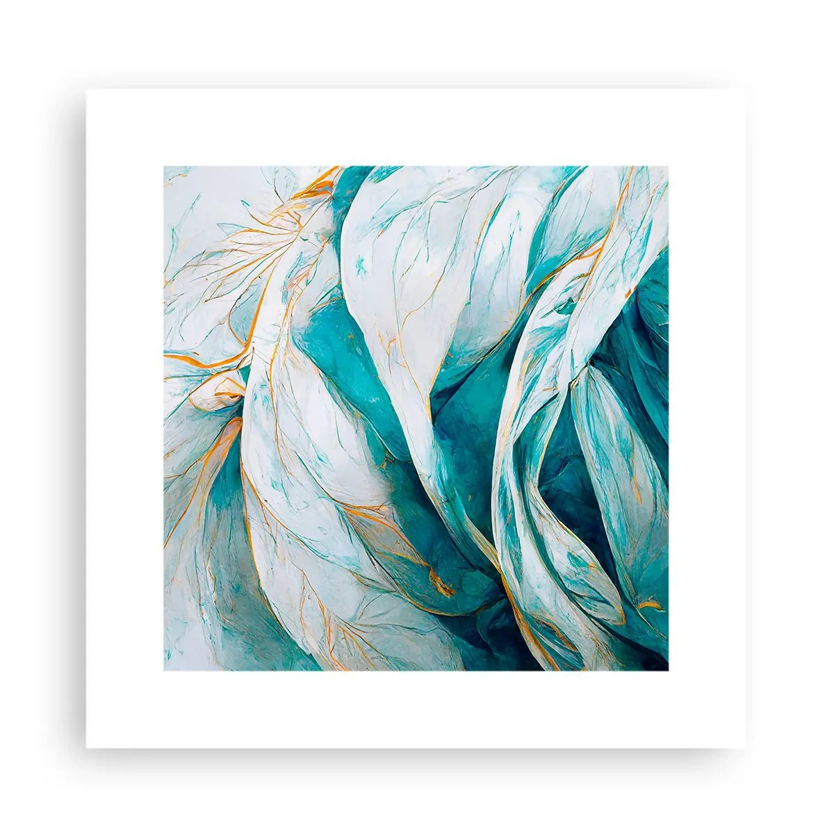 Poster - Astrazione blu con motivi d'oro - 30x30 cm