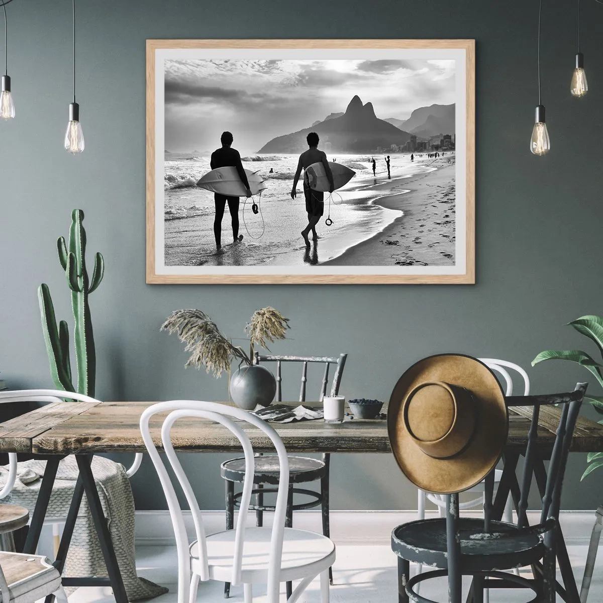 Poster in cornice rovere chiaro - Samba su un'unica onda - 91x61 cm