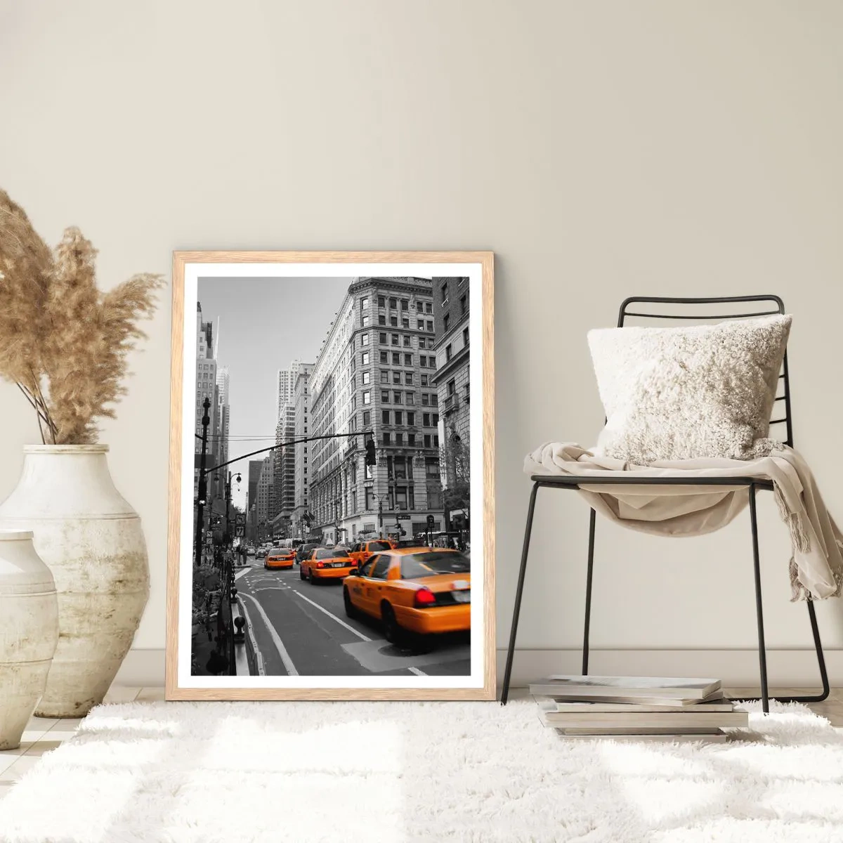 Poster in cornice rovere chiaro - Il sole della grande città - 61x91 cm